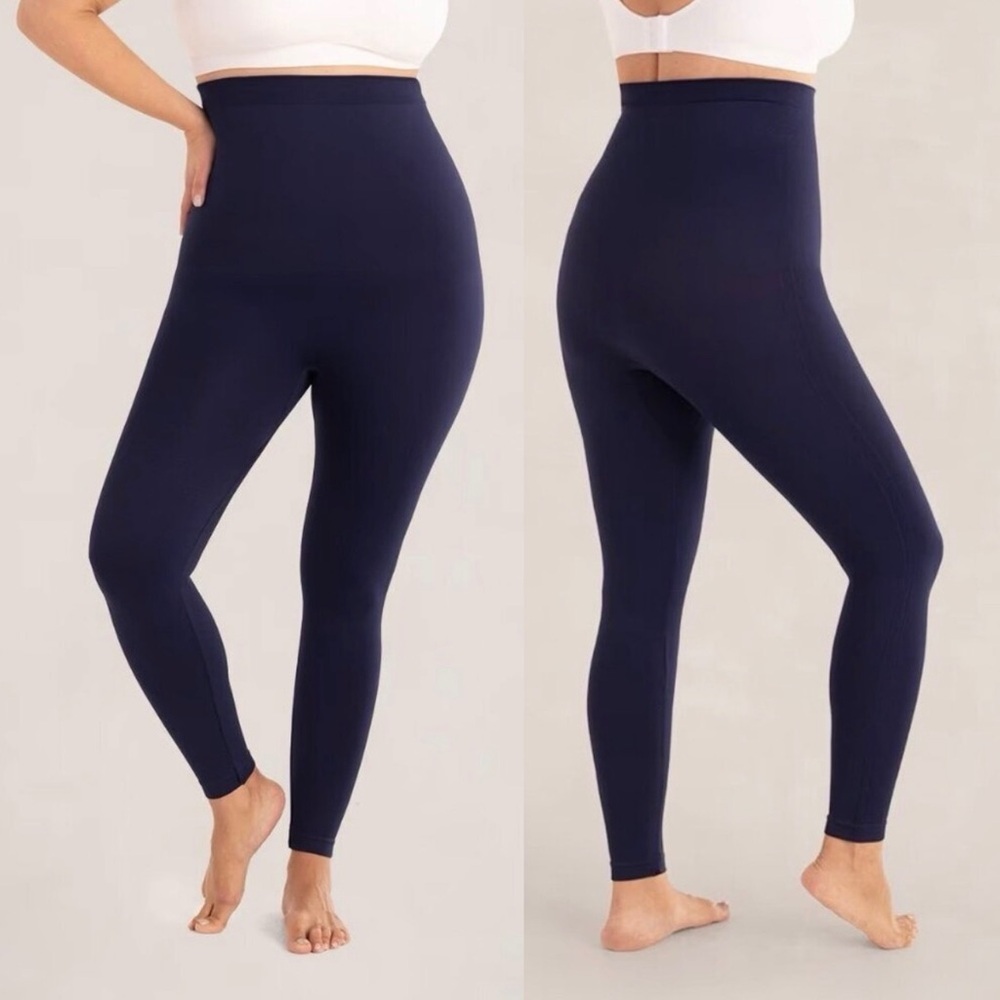 Shapermint Essentials Leggings Size Large Shaping High Waisted Tucks Lifts Navy
